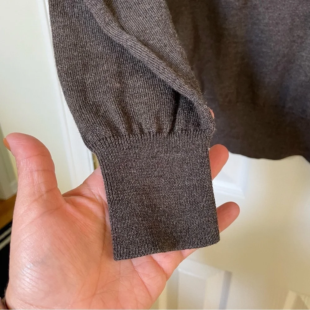 Peter Millar Brown vneck merino wool silk blend crown soft sweater XL